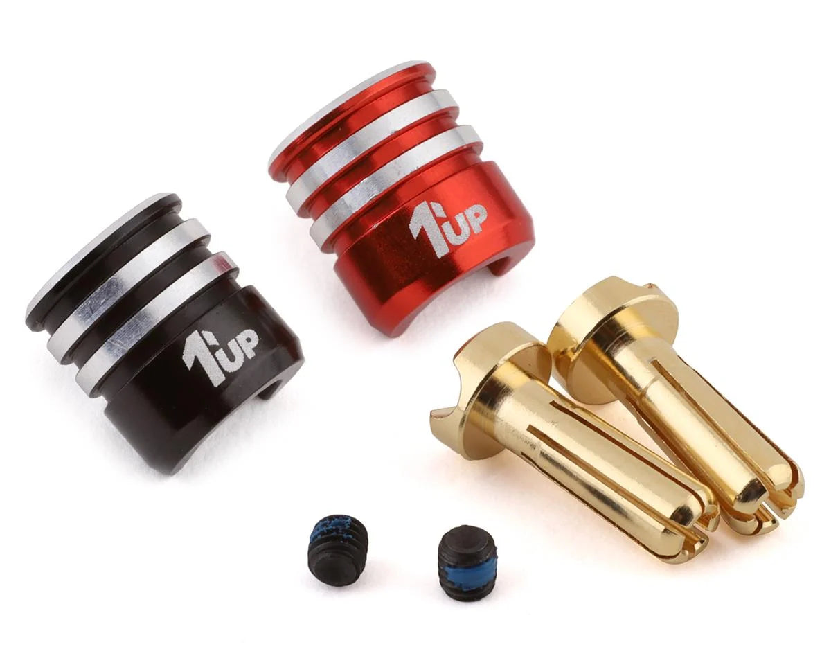 1UP Racing - Heatsink Bullet Plug Grips w/4mm Bullets (Black/Red) - 190435