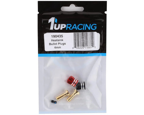 1UP Racing - Heatsink Bullet Plug Grips w/4mm Bullets (Black/Red) - 190435