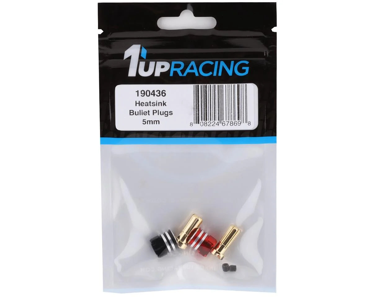 1UP Racing - Heatsink Bullet Plug Grips w/5mm Bullets (Black/Red) - 190436