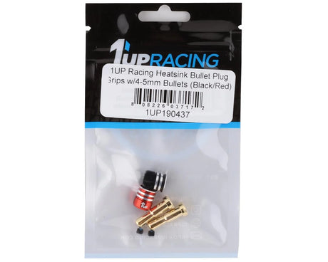 1UP Racing - Heatsink Bullet Plug Grips w/4-5mm Bullets (Black/Red) - 190437