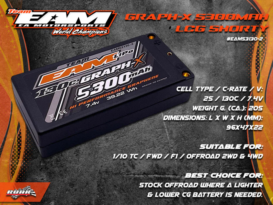 TEAM EAM 5300MAH 2S - 130C ULCG GRAPH-X FORMULA BATTERY - SHORTY LIPO