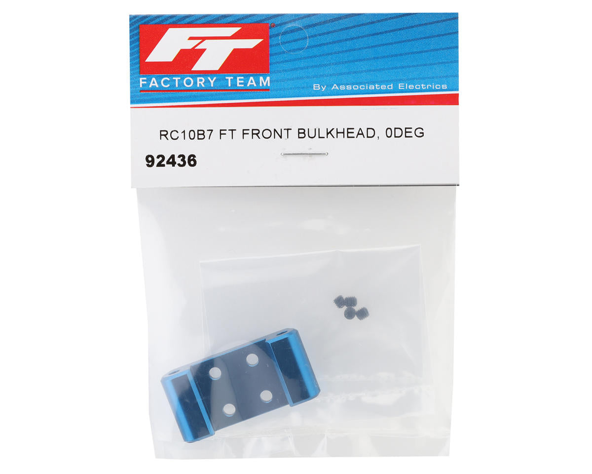 Team Associated RC10B7 Factory Team Aluminum Front Bulkhead (0 Deg) - 92436