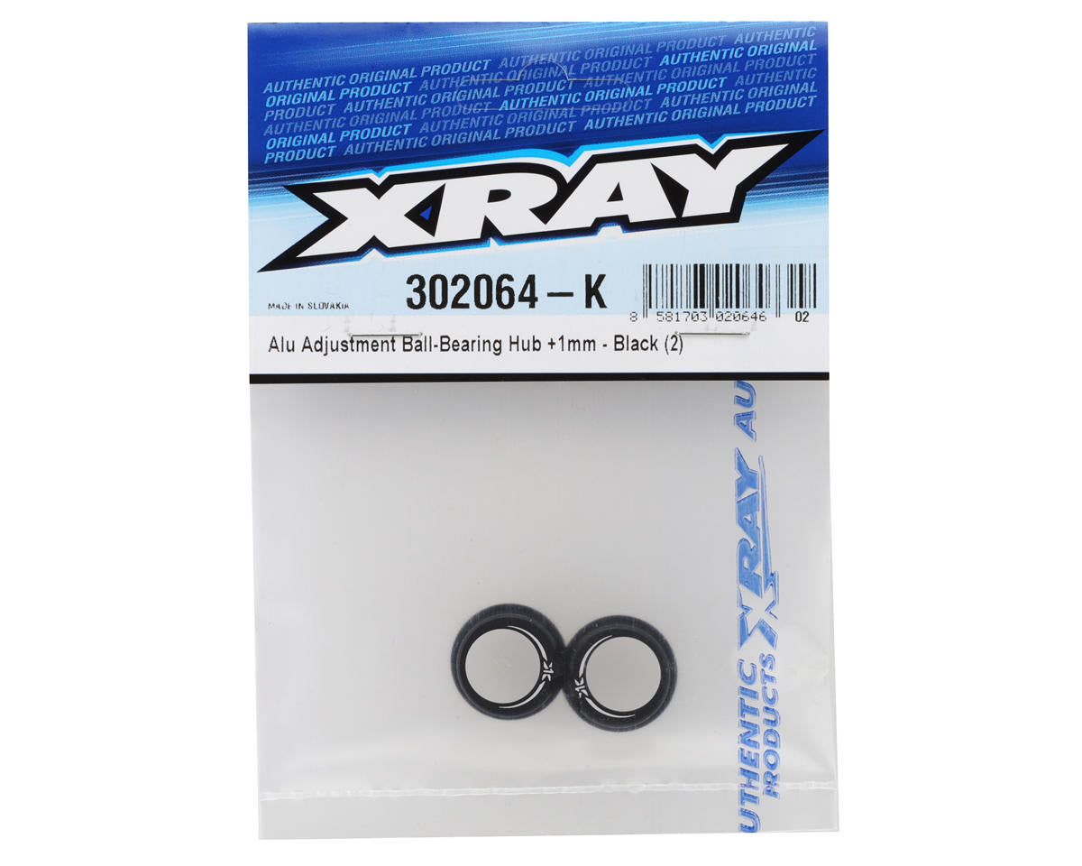 XRAY X4 - ALU ADJUSTMENT BALL-BEARING HUB +1MM - BLACK (2) - 302064-K