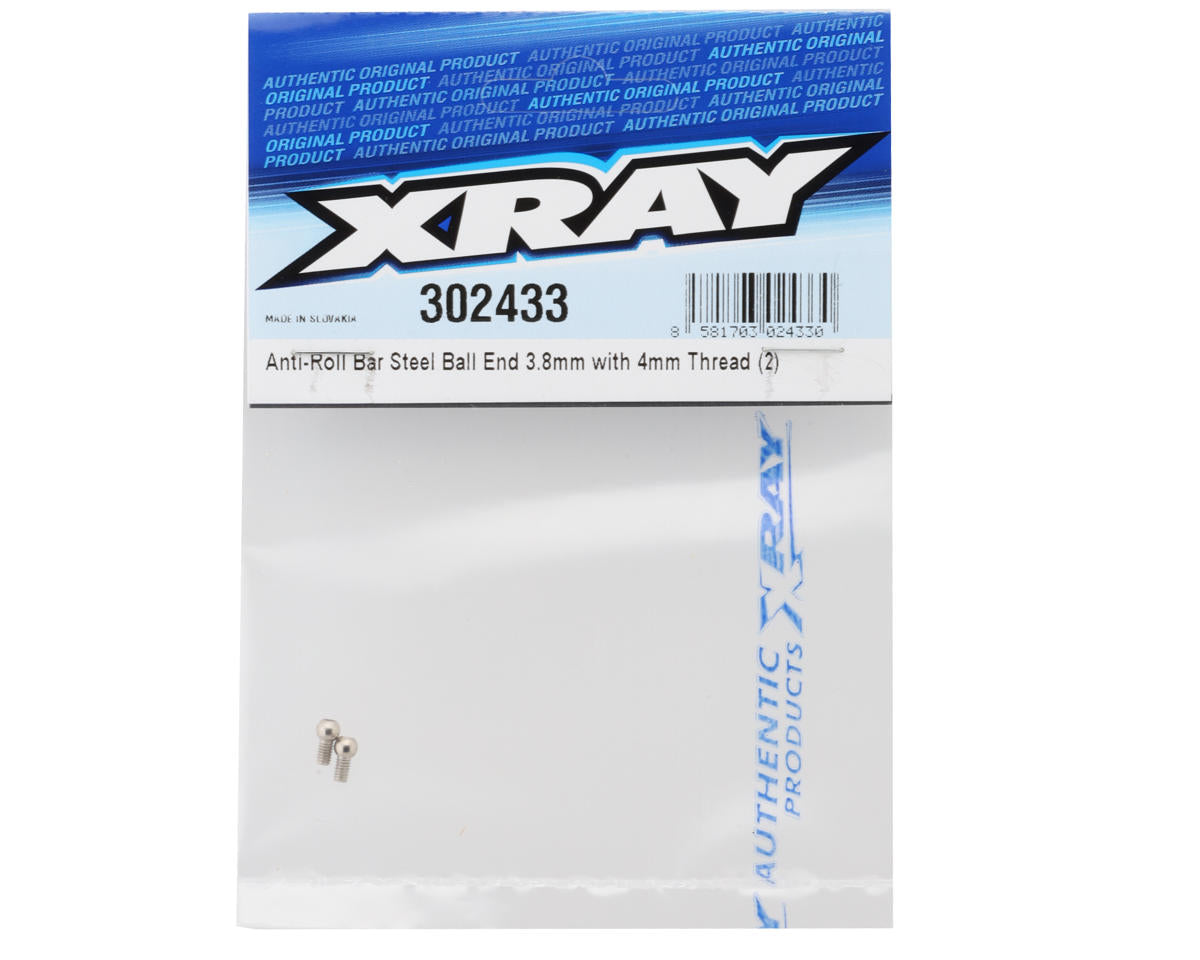 XRAY X4 - ANTI-ROLL BAR STEEL BALL END 3.8MM WITH 4MM THREAD (2) - 302433