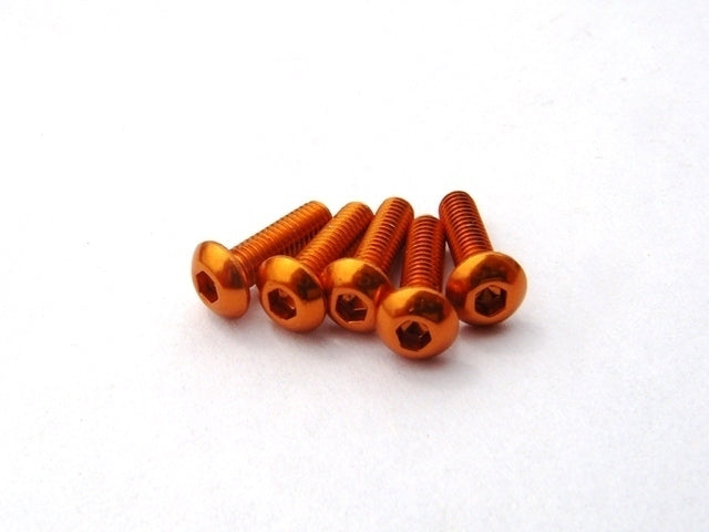 Hiro Seiko -  Aluminium 7075 Hex Button Screw - ORANGE (5 pieces)