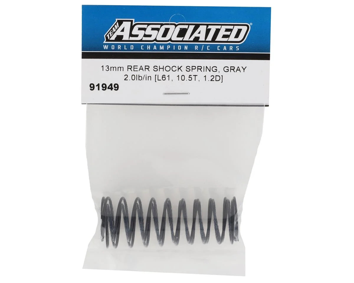 Team Associated - 13mm Rear Shock Spring (Grey/2.01lbs) (61mm) - 91949