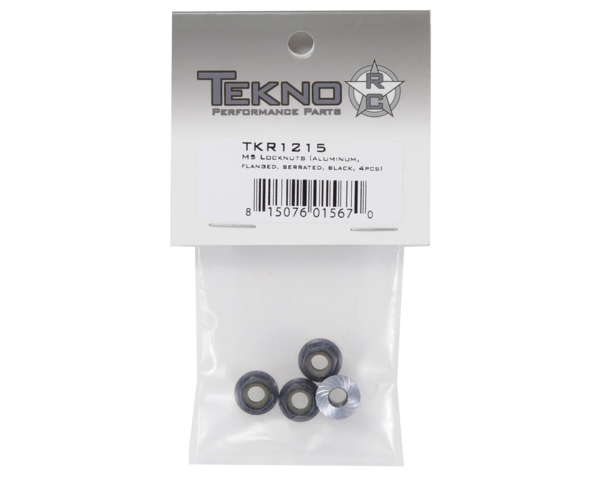 Tekno RC - M5 Aluminum Serrated Flanged Locknut (Black) (4) -1215